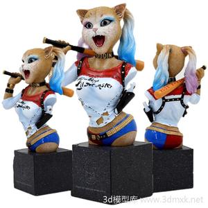 潮玩手办I.CAT动物猫系列小丑女猫雕像