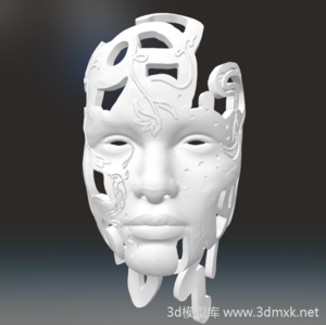 艺术装饰品美女脸颊面具3d模型免费下载