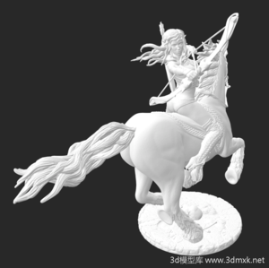 游戏人物骑马射箭的美女战士手办3d模型下载