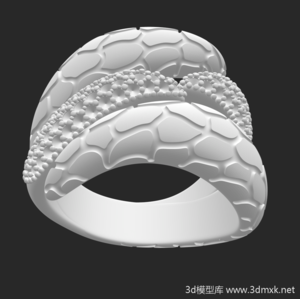 高精度朋克风蛇形戒指环3d打印模型下载